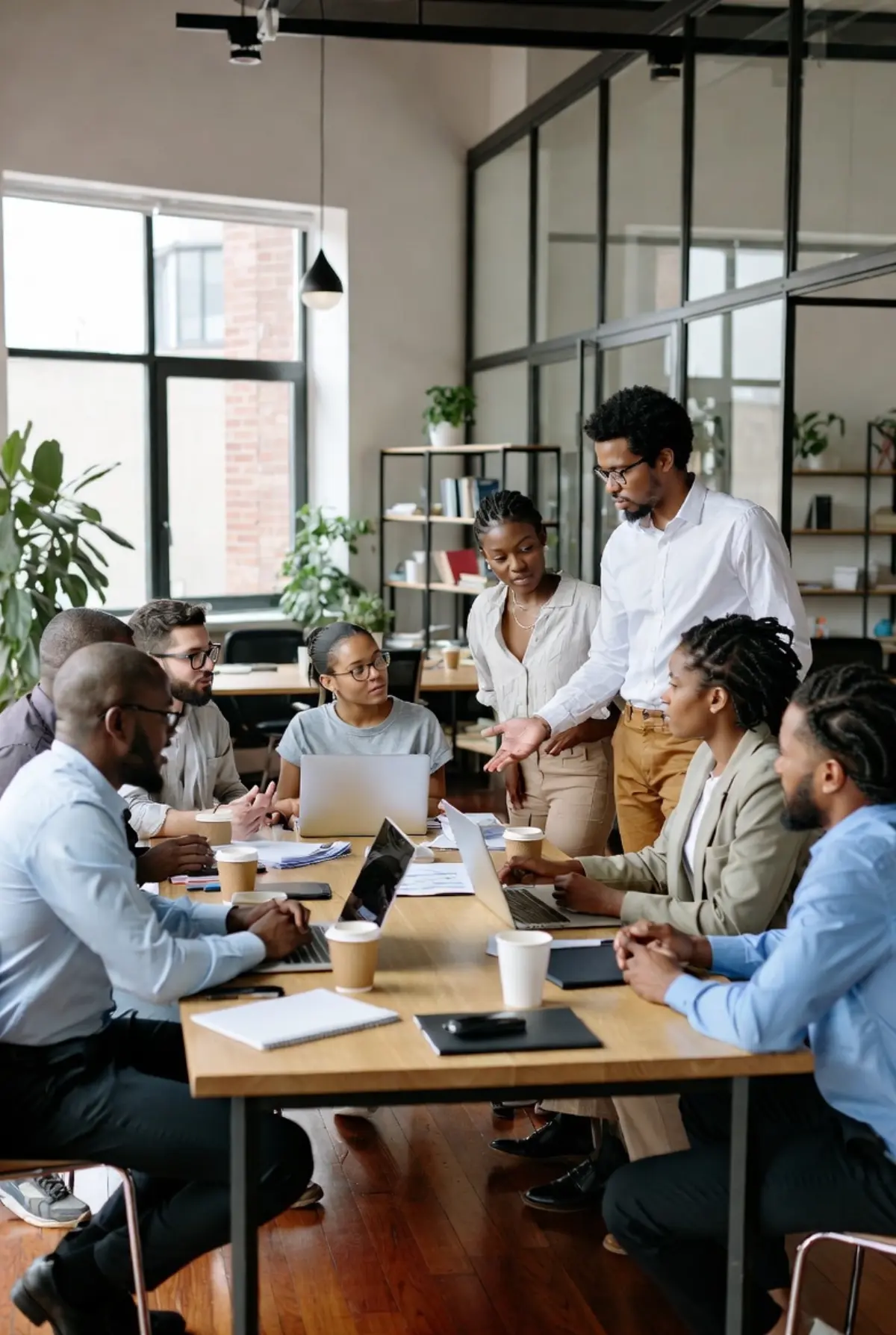 Team innovating around a table